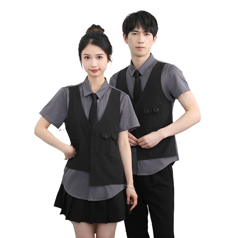 714-H6003P55控79/2025新款夏季短袖衬衫假两件工作服制服衬衣潮,男装T恤,星座714(原C313)