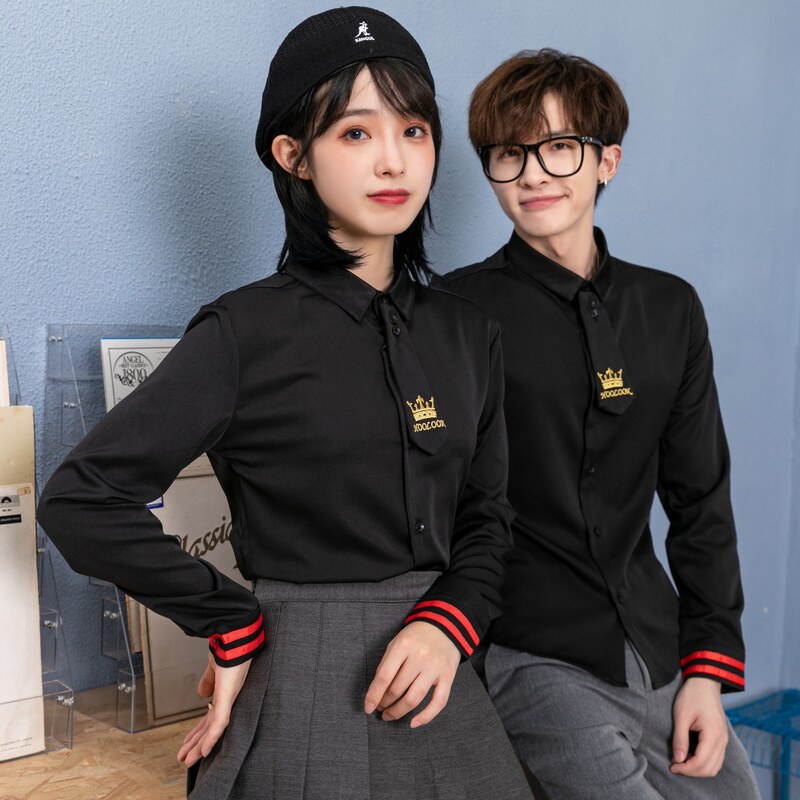 714-D609P45/2025情侣装男女韩版修身工作制服衬衫ktv酒吧S-5XL,男装衬衫,星座714(原C313)