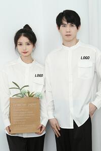 714-D3036P45控65/2025春新男女宽松工作服衬衫logo定制立领制服图片