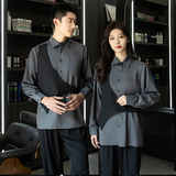 714-H3010P55控75/2025春季男女发型师假两件工作服衬衫夜店衬衣，男装衬衫，星座714(原C313)