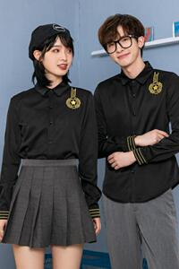 714-D656P45/2025情侣装男女同款工作服衬衫酒吧餐厅衬衣S-5XL图片