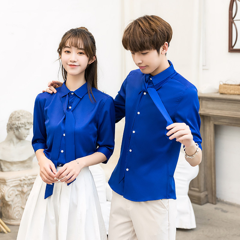 714-D58P45/2025情侣装青少年夏季中袖五分袖衬衫礼服制服S-5XL,男装T恤,星座714(原C313)