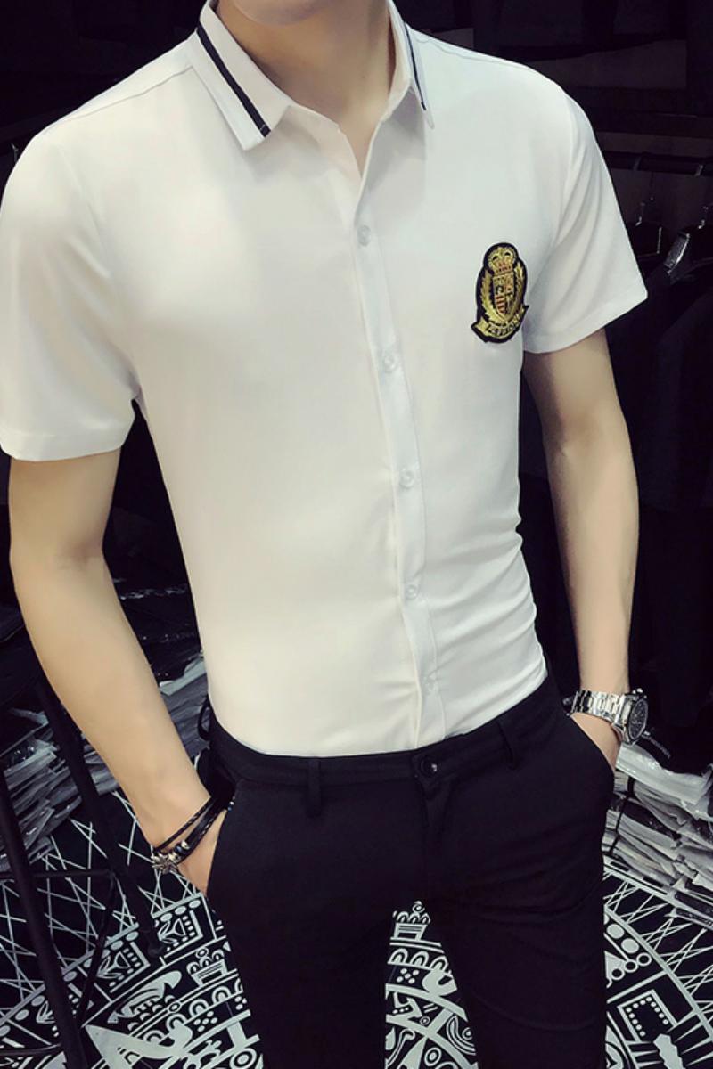 9820/店主风2025发型师ktv酒吧餐厅夜店工作服短袖衬衫S-5XLP40,男装T恤,星座714(原C313)