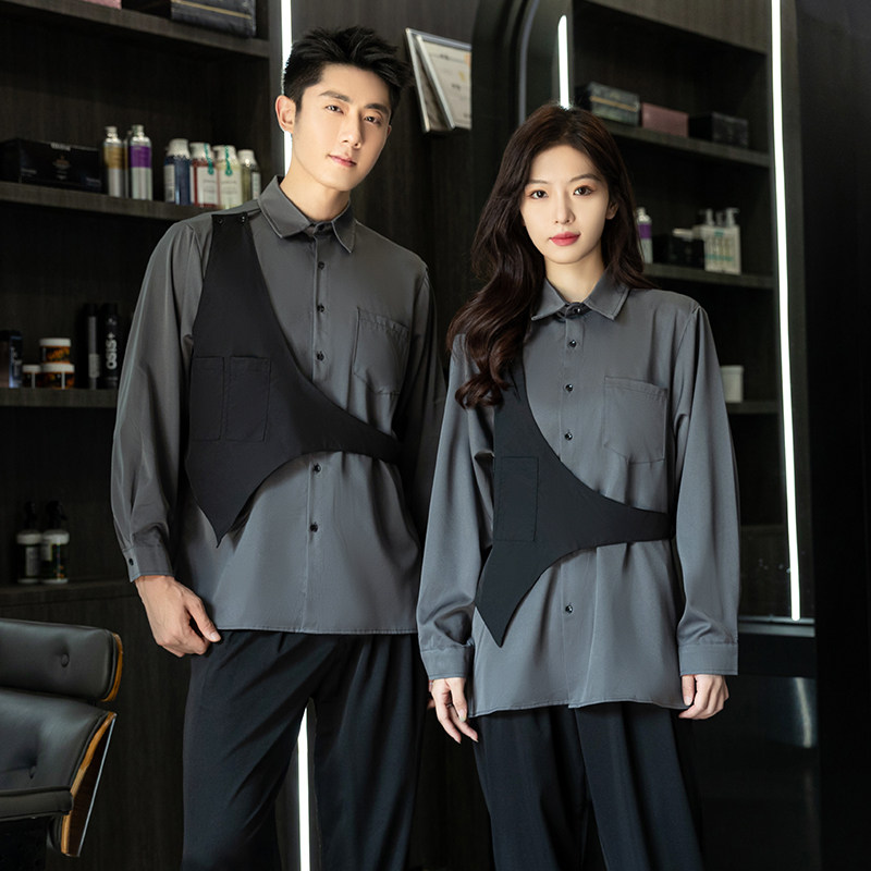 714-H3010P55控75/2025春季男女发型师假两件工作服衬衫夜店衬衣，男装衬衫，星座714(原C313)