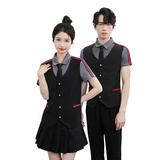 714-H672P55控79/2025新款工作服衬衫修身马甲假两件ktv理发店，男装衬衫，星座714(原C313)