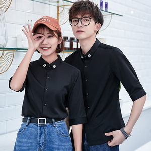 D52/情侣装2025夏季新款工作服衬衫发型师夜店型男中袖衬衣P45图片