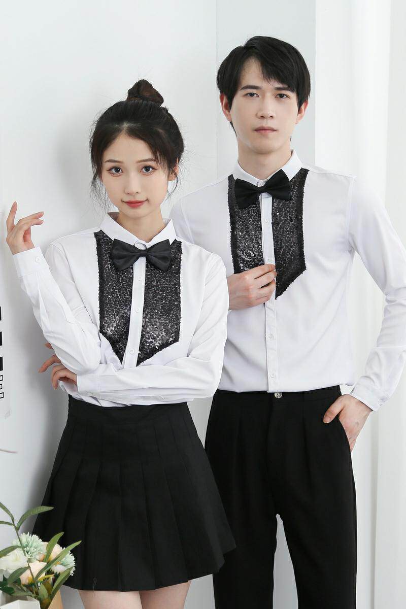 714-D605P45控65/2026春韩版修身工作服衬衫亮片发型师夜场制服,男装衬衫,星座714(原C313)
