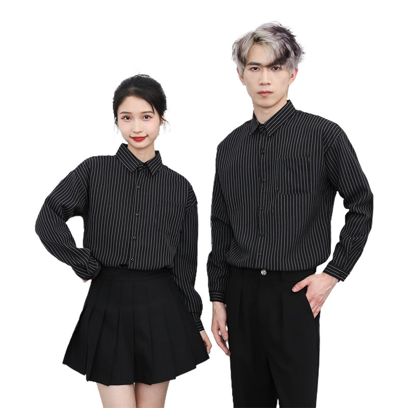 714-D3037P45控65/2025春季新款男女条纹工作服衬衫奶茶店餐厅服,男装衬衫,星座714(原C313)