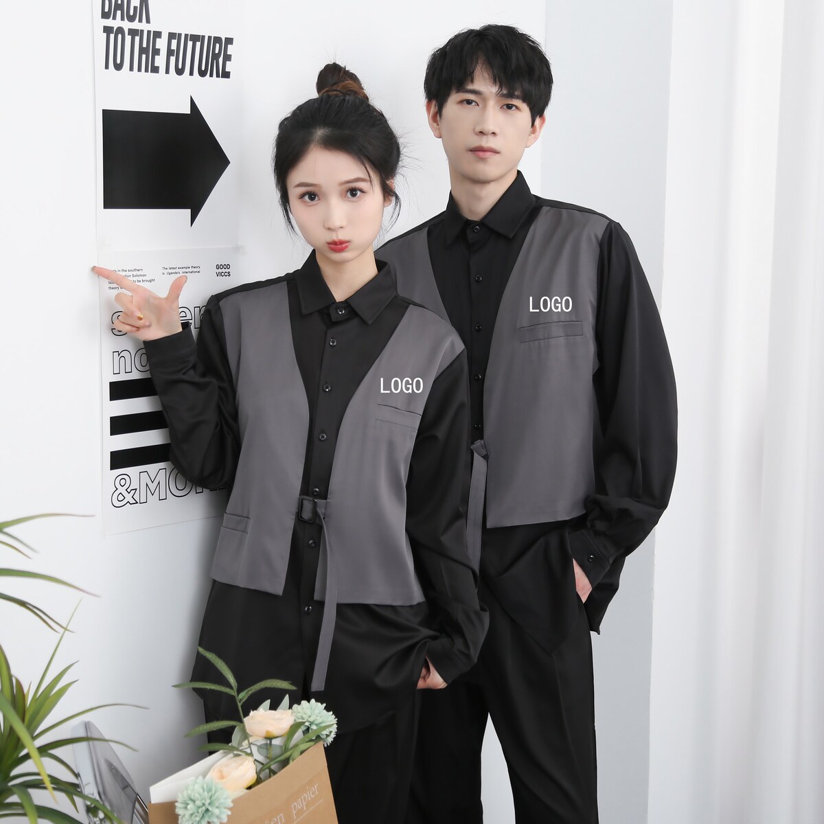 714-H3007P55控79/2025新款男女假两件工作服衬衫logo定制衬衣,男装衬衫,星座714(原C313)