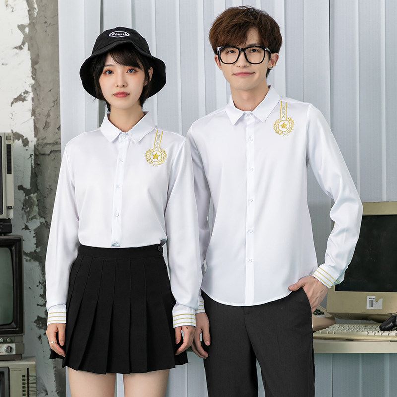 714-D656P45/2025情侣装工作服餐厅网吧空少制服衬衫衬衣S-5XL,男装衬衫,星座714(原C313)