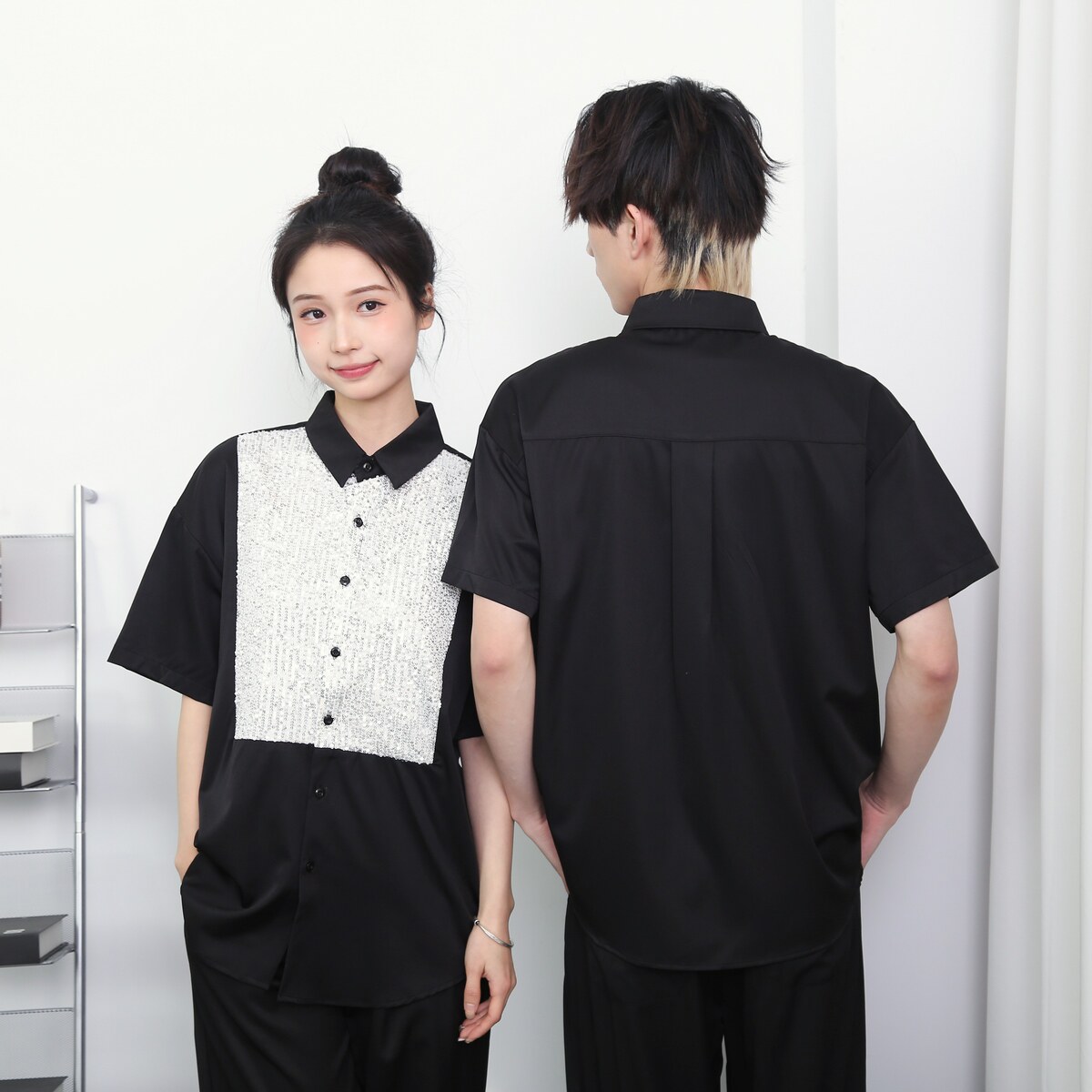 714-D3075P45控69/2025夏季宽松工作服衬衫理发店西餐厅奶茶店,男装衬衫,星座714(原C313)