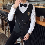 714-H667P55单人制服2025店主风发型师假两件马甲工作服衬衫衬衣，男装衬衫，星座714(原C313)