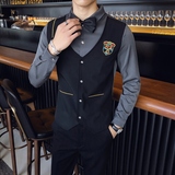 深灰衬衫+黑色领结