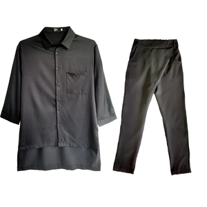 714-F636P50/2025情侣装酒吧餐厅美发厅工作服衬衫宽松日系S-5XL图片