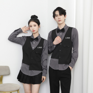 714-H657P55控69/2025秋发型师假两件台球城ktv工作服衬衣服务生图片