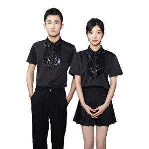 714-D3014P45控59/2025夏季短袖衬衫礼服舞蹈工作服衬衣ktv制服图片