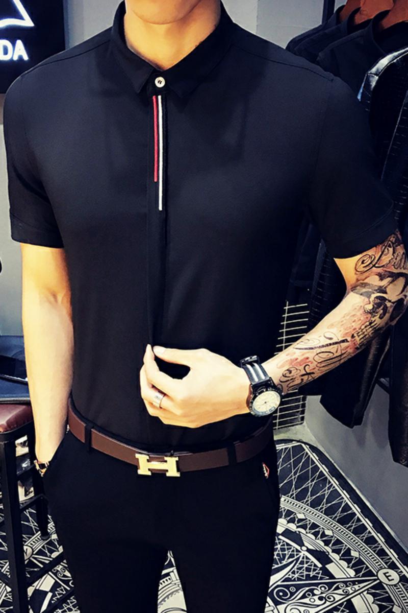9330/店主风2026夏季新款男士短袖衬衫修身工作服班服男女纯色P35,男装T恤,星座714(原C313)