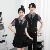 714-H672P55控79/2025新款工作服衬衫修身马甲假两件ktv理发店，男装衬衫，星座714(原C313)