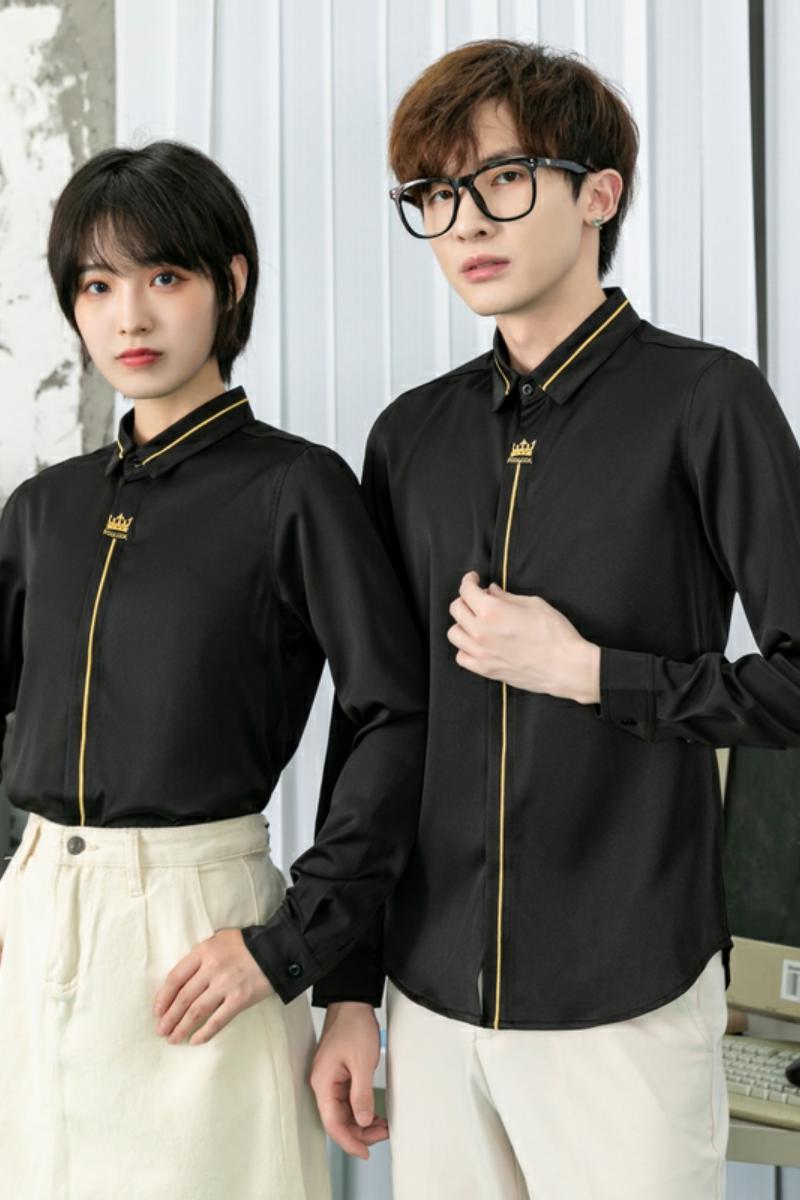 714-D616P45/2025情侣装男女同款工作服衬衫潮衬衣休闲制服S-5XL,男装衬衫,星座714(原C313)