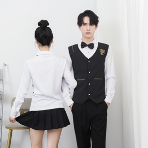 714-H667P55控69/2025秋发型师假两件台球城ktv工作服少爷衬衣