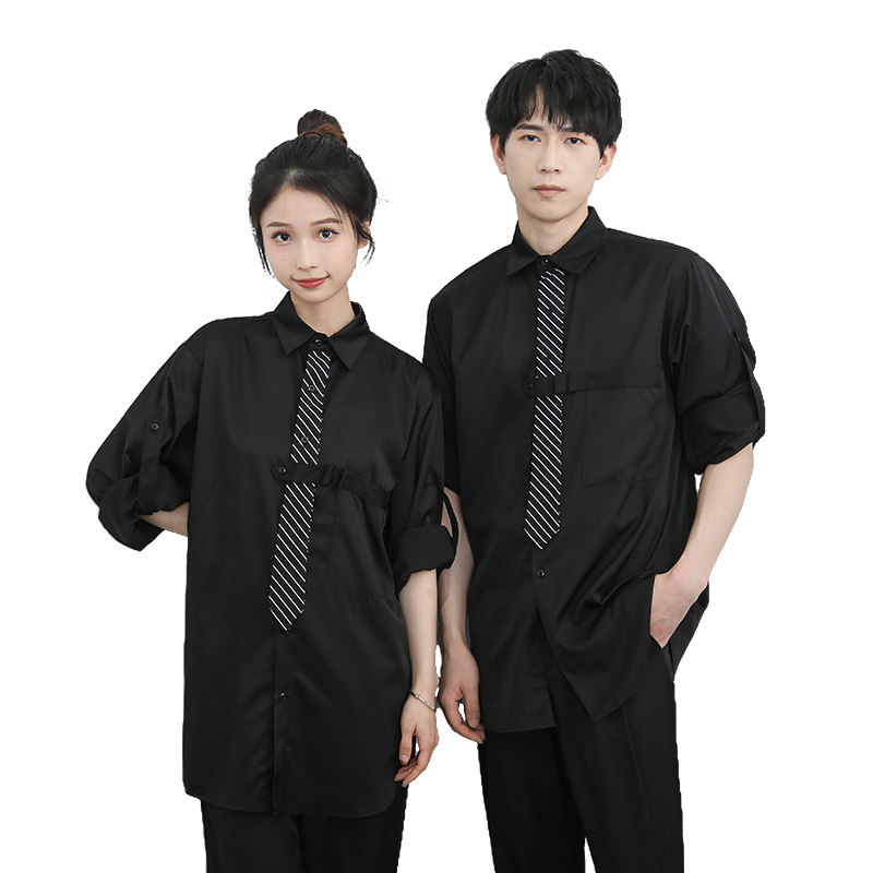 714-H3009P55控79/2025新款工作服衬衣潮流宽松制服衬衣发型师,男装衬衫,星座714(原C313)