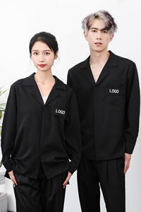 714-H3064P55控69/2026春季新款男女理发店工作服衬衫宽松西装领图片