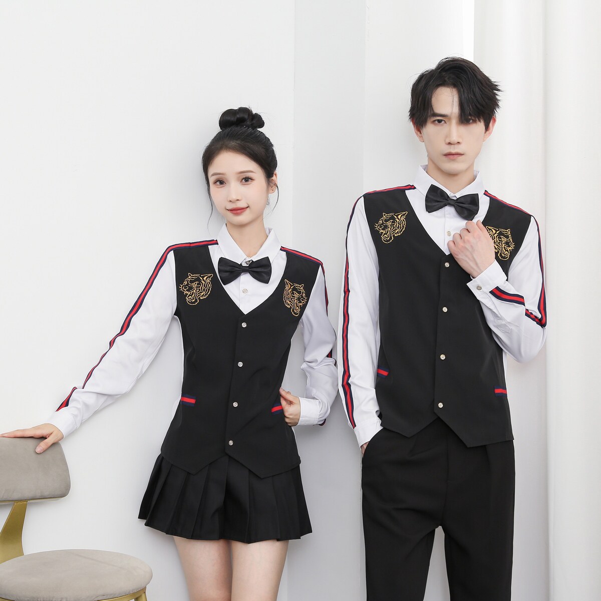 714-H654P55控69/2025秋长袖衬衫发型师西餐厅工作服假两件ktv服,男装衬衫,星座714(原C313)