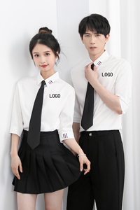 714-Y329P40控59/2025新款夏季男女中袖五分袖衬衫修身工作服衬衣图片