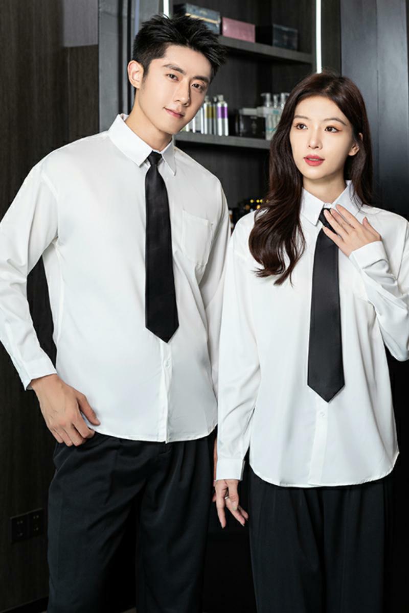 714-B430P35送黑色领带控49/2025秋男女宽松工作服衬衫logo定制,男装衬衫,星座714(原C313)