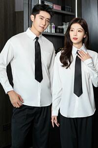 714-B430P35送黑色领带控49/2025秋男女宽松工作服衬衫logo定制图片