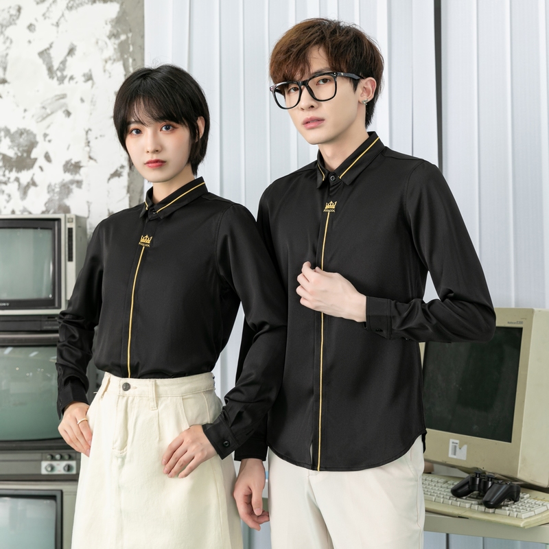 714-D616P45/2025情侣装男女同款工作服衬衫潮衬衣休闲制服S-5XL，男装衬衫，星座714(原C313)