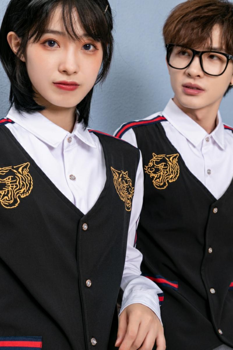 714-H654P55/2025情侣装工作服衬衫假两件马甲衬衣酒吧餐厅S-5XL,男装衬衫,星座714(原C313)