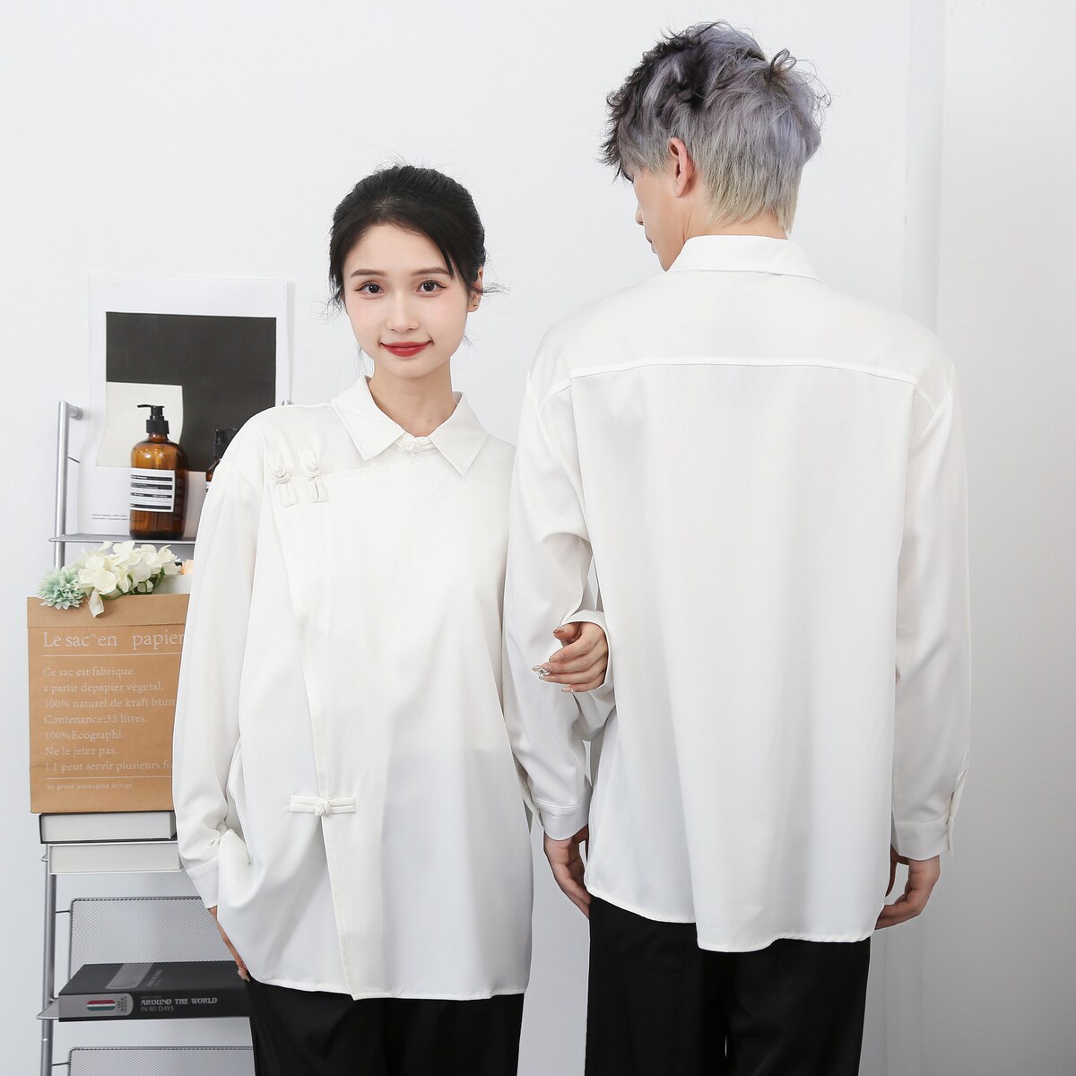 714-F3061P50控69/2025春风盘扣工作服衬衫餐厅理发店奶茶店,男装衬衫,星座714(原C313)