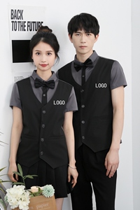714-H6005P55控79/2025新款夏季ktv酒吧工作服衬衫修身马甲制服图片