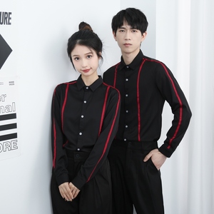714-D07P45控69/2025新款工作服衬衫韩版修身发型师制服衬衣潮图片