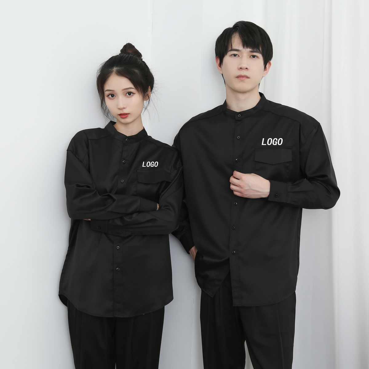 714-D3036P45控65/2024秋男女宽松工作服衬衫l立领休闲时尚制服，男装衬衫，星座714(原C313)