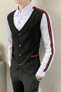 714-H677P55/店主风男士假两件衬衫撞色工作服衬衣修身装S-5XL图片