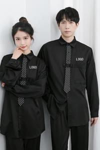 714-H3009P55控79/2025新款男女同款宽松工作服衬衫发型师理发店图片