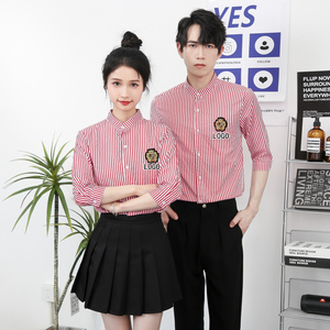 714-Y258P45控59/2025新款夏季小清新工作服衬衣理发店奶茶店制服图片