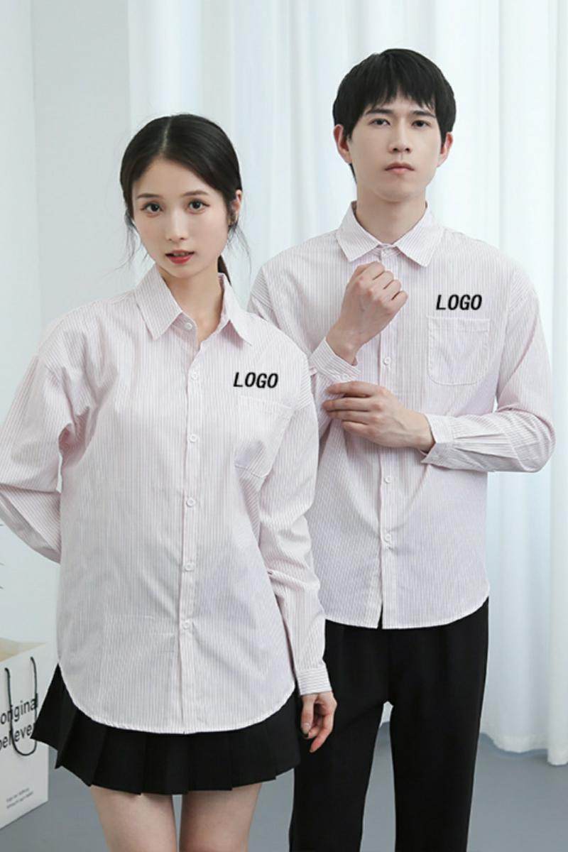 714-D663P45/2025春男女工作服宽松条纹KTV奶茶店发型师衬衫潮,男装衬衫,星座714(原C313)