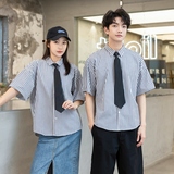 714-D645P45/2025夏季情侣装发型师夜店餐厅工作服衬衫宽松S-5XL，男装衬衫，星座714(原C313)