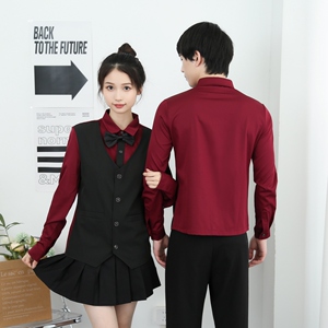 714-H6007P55控79/2025春季男女马甲假两件酒吧ktv发型师工作服图片