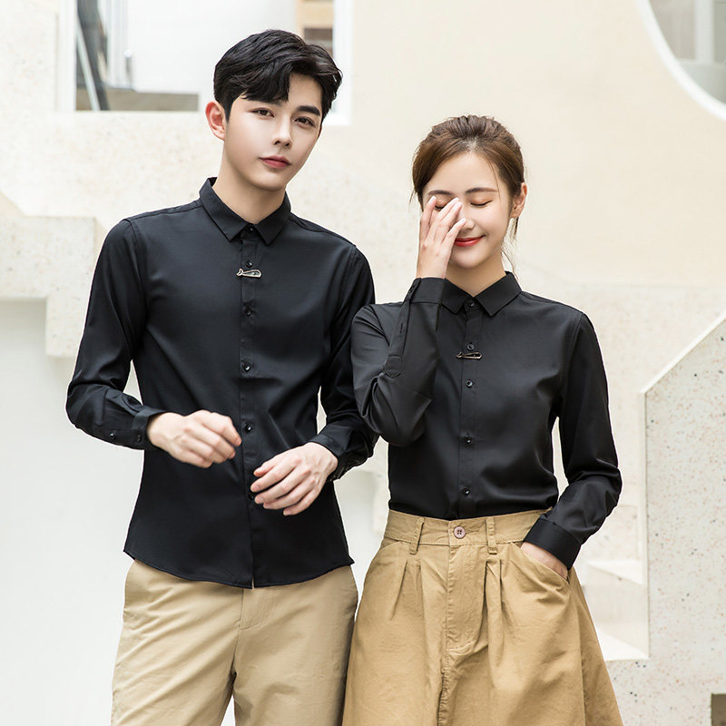714-D411P45/情侣装2026秋季韩版修身工作服衬衫纯色潮流装S-5XL,男装衬衫,星座714(原C313)
