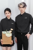 714-D3037P45控65/2024秋季新款男女条纹工作服衬衫奶茶店餐厅服，男装衬衫，星座714(原C313)