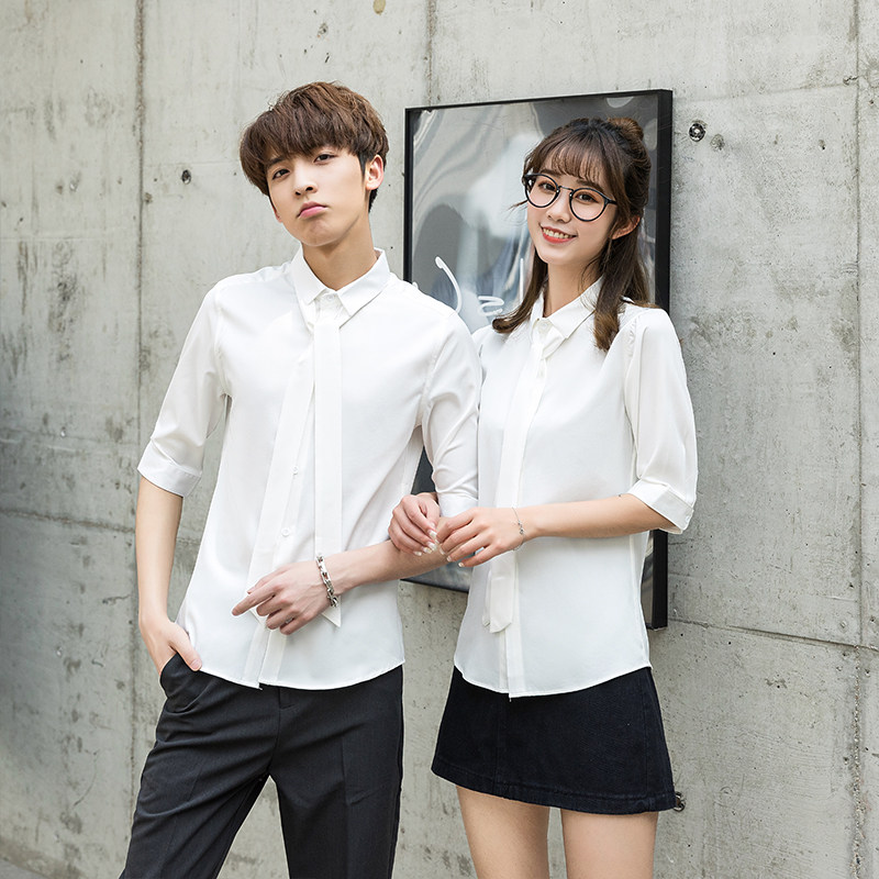 714-D58P45/2025情侣装青少年夏季中袖五分袖衬衫礼服制服S-5XL,男装T恤,星座714(原C313)