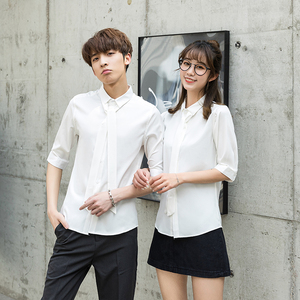 714-D58P45/2025情侣装青少年夏季中袖五分袖衬衫礼服制服S-5XL图片