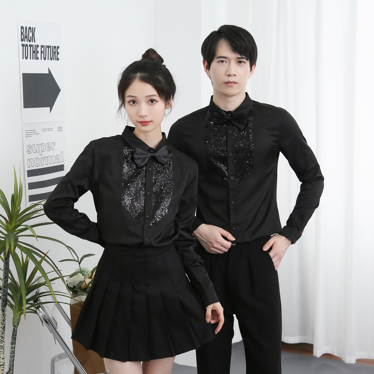 714-D605P45控65/2026春韩版修身工作服衬衫亮片发型师夜场制服,男装衬衫,星座714(原C313)