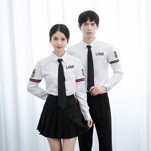 714-TD513P35/2025春季韩版男女工作服衬衫发型师奶茶店制服衬衣图片