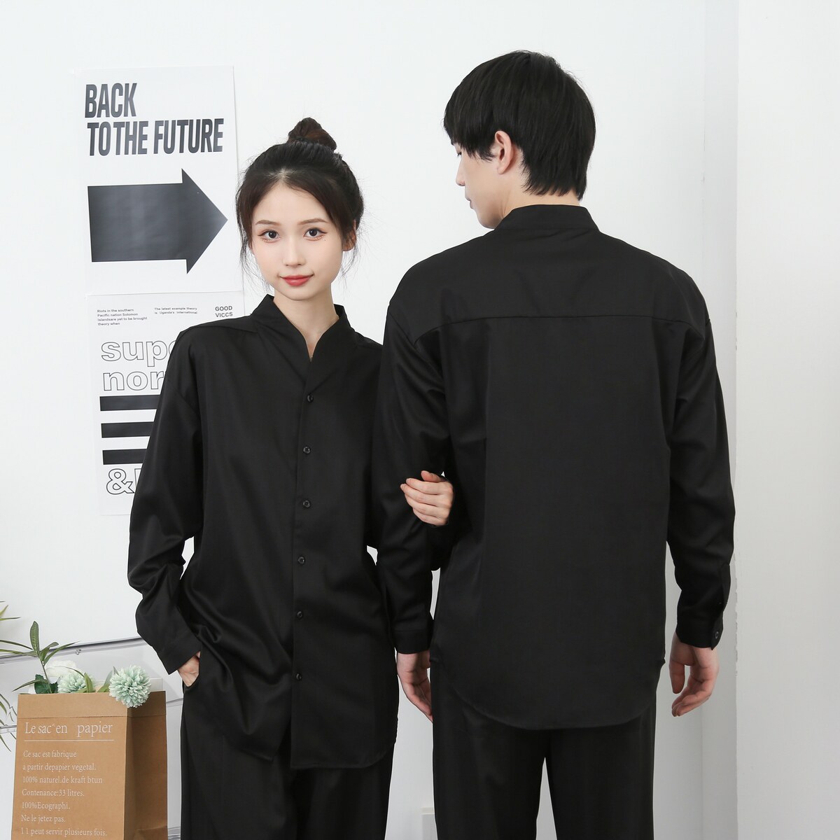 714-D3041P45控65/2025春季衬衫立领风发型师咖啡店烧烤店服,男装衬衫,星座714(原C313)