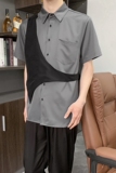 714-H3013P55控69/2025夏季日系发型师衬衫宽松假两件工作服制服，男装衬衫，星座714(原C313)